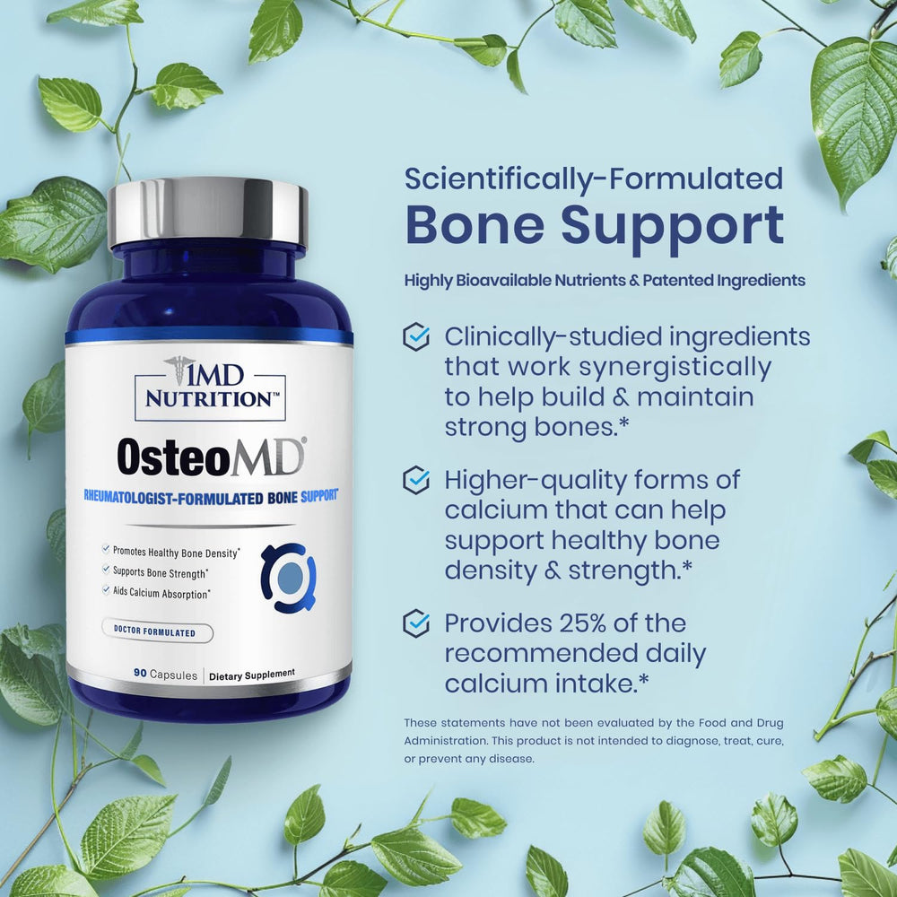 OsteoMD capsules pouring from the bottle for daily bone support