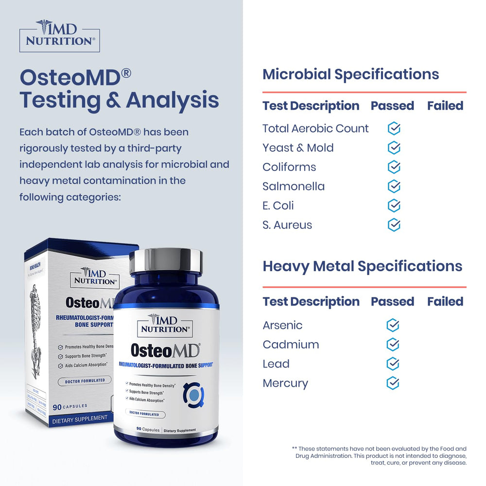OsteoMD label close-up focusing on Calzbone and mineral ingredients