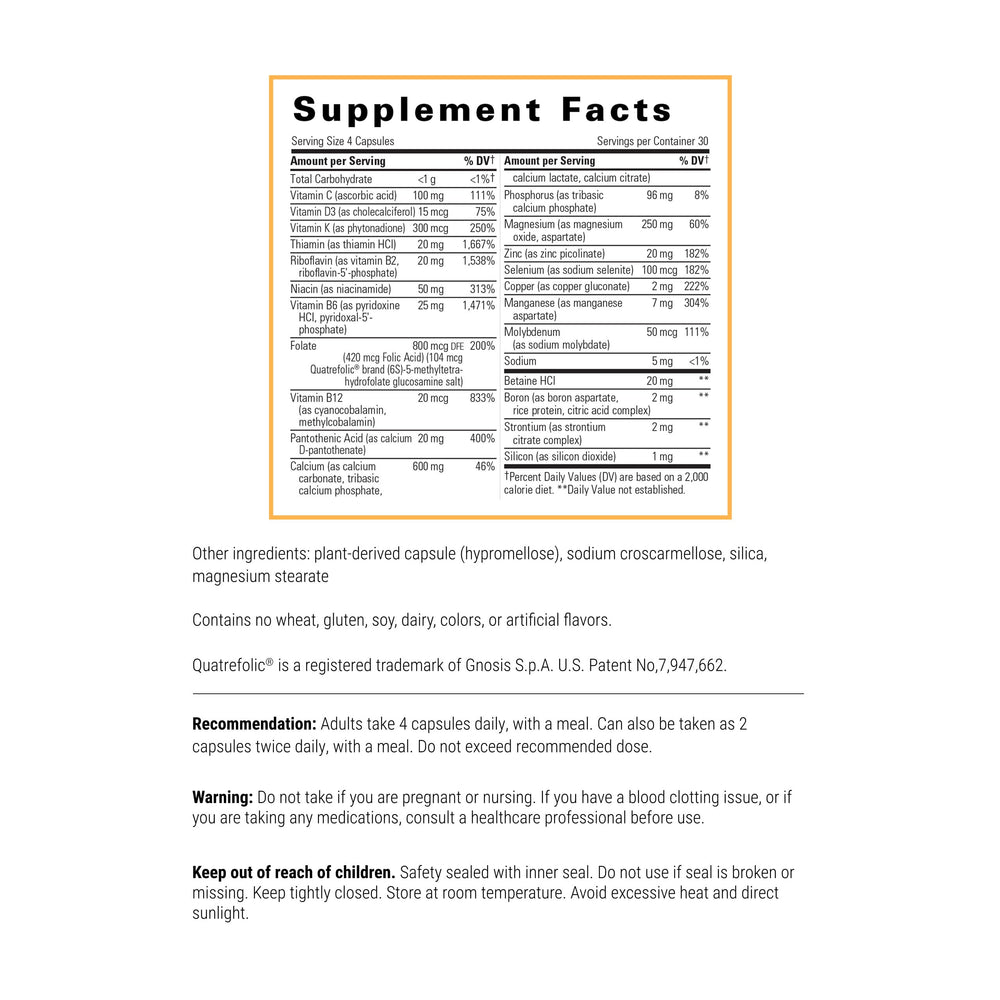 Close-up of Osteoprime Forte capsules emphasizing dairy-free gluten-free composition.