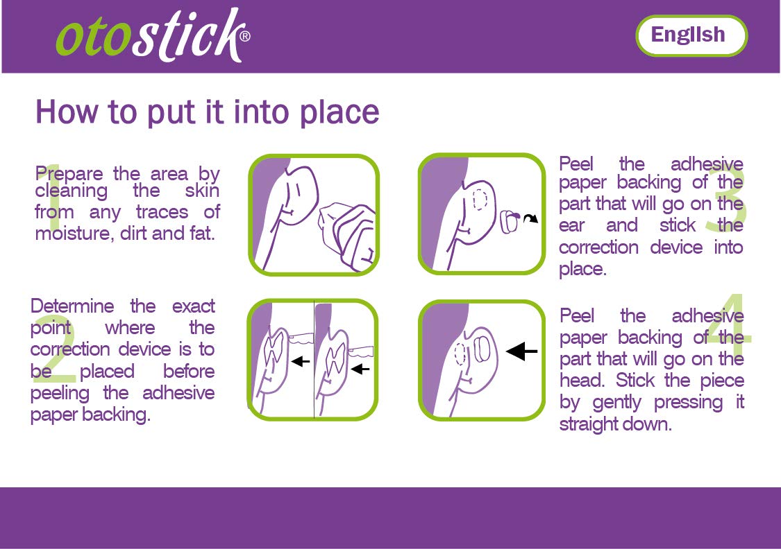 Otostick discreet look that blends with hair and skin.