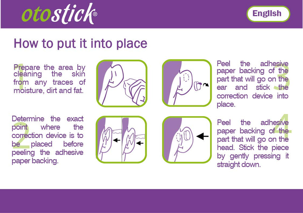 Otostick discreet look that blends with hair and skin.