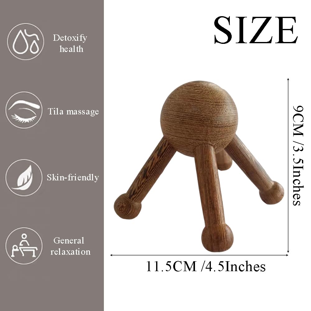 OULIGET Masajeador diseño araña 5 patas en madera facilita un masaje ergonómico.