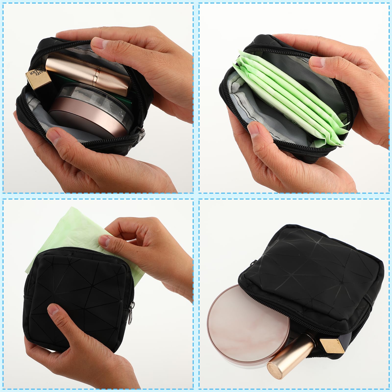 Ouligay tampon pouch with privacy design for purse carry.