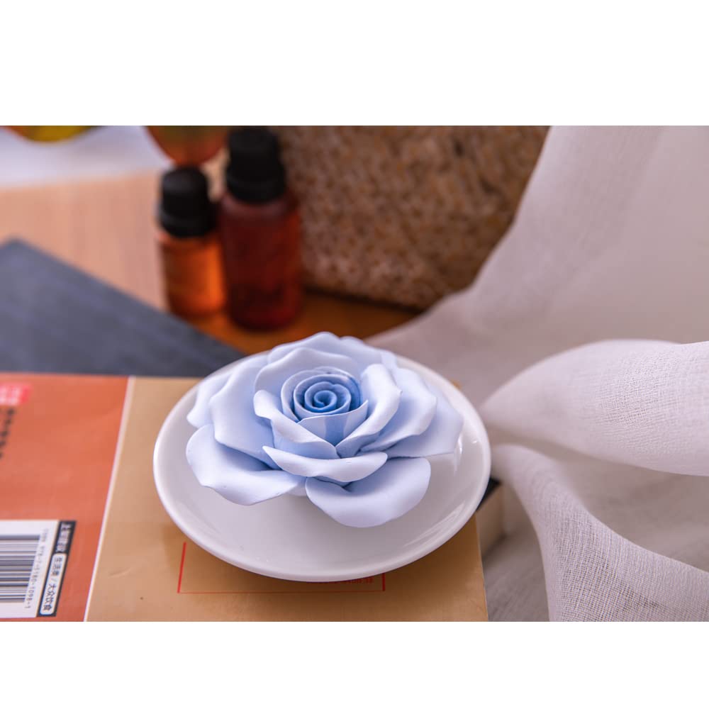 oumeiben difusor flor porcelana azul, sin cables ni ruido.