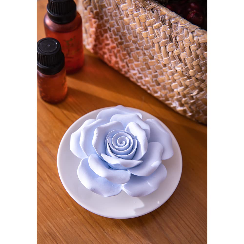 oumeiben difusor flor porcelana azul como pieza decorativa para baño.