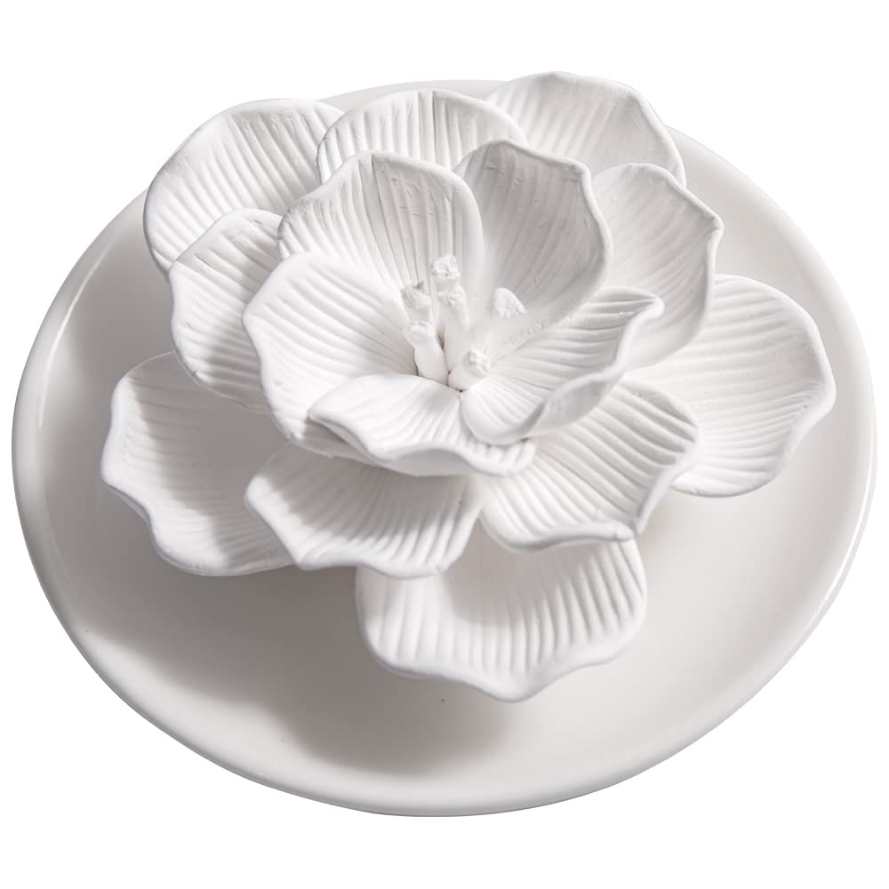 oumeiben hibiscus ceramic diffuser close-up showing hand-crafted petals for subtle room fragrance