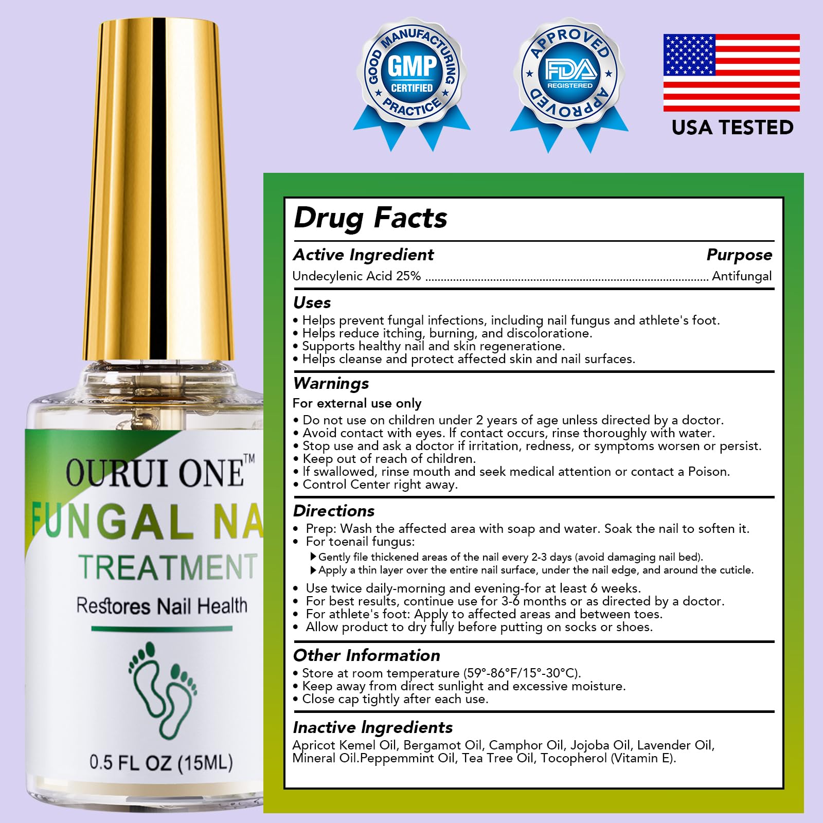 Ourui One nail growth support promotes stronger-looking nails.