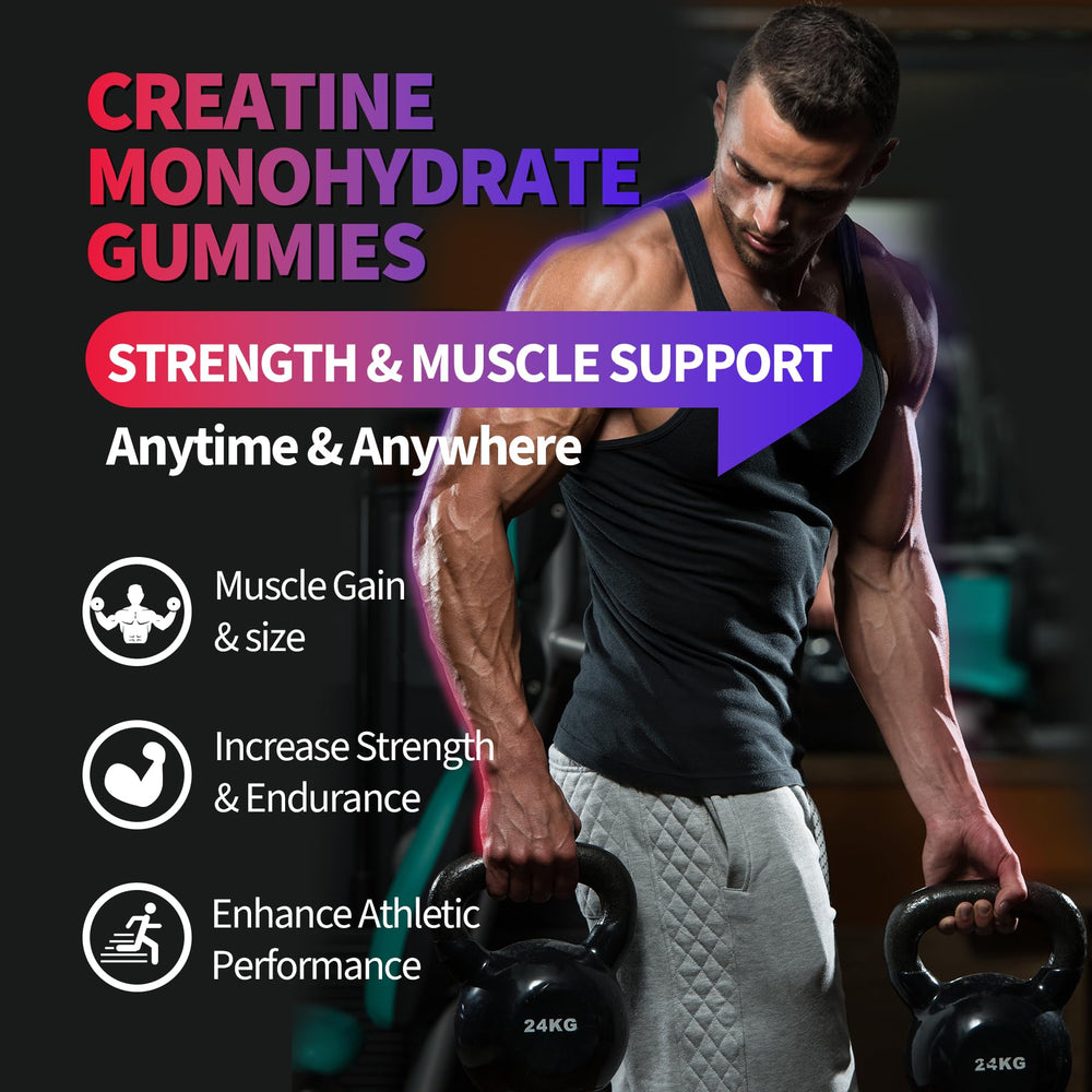 OUTELANDE Creatine Monohydrate Gummies flavor-mosaic highlights raspberry, blackberry, and blueberry taste.