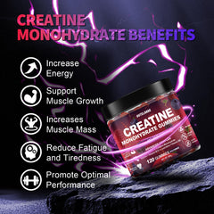 OUTELANDE Creatine Monohydrate Gummies three-chew serving supports quick energy during workouts.