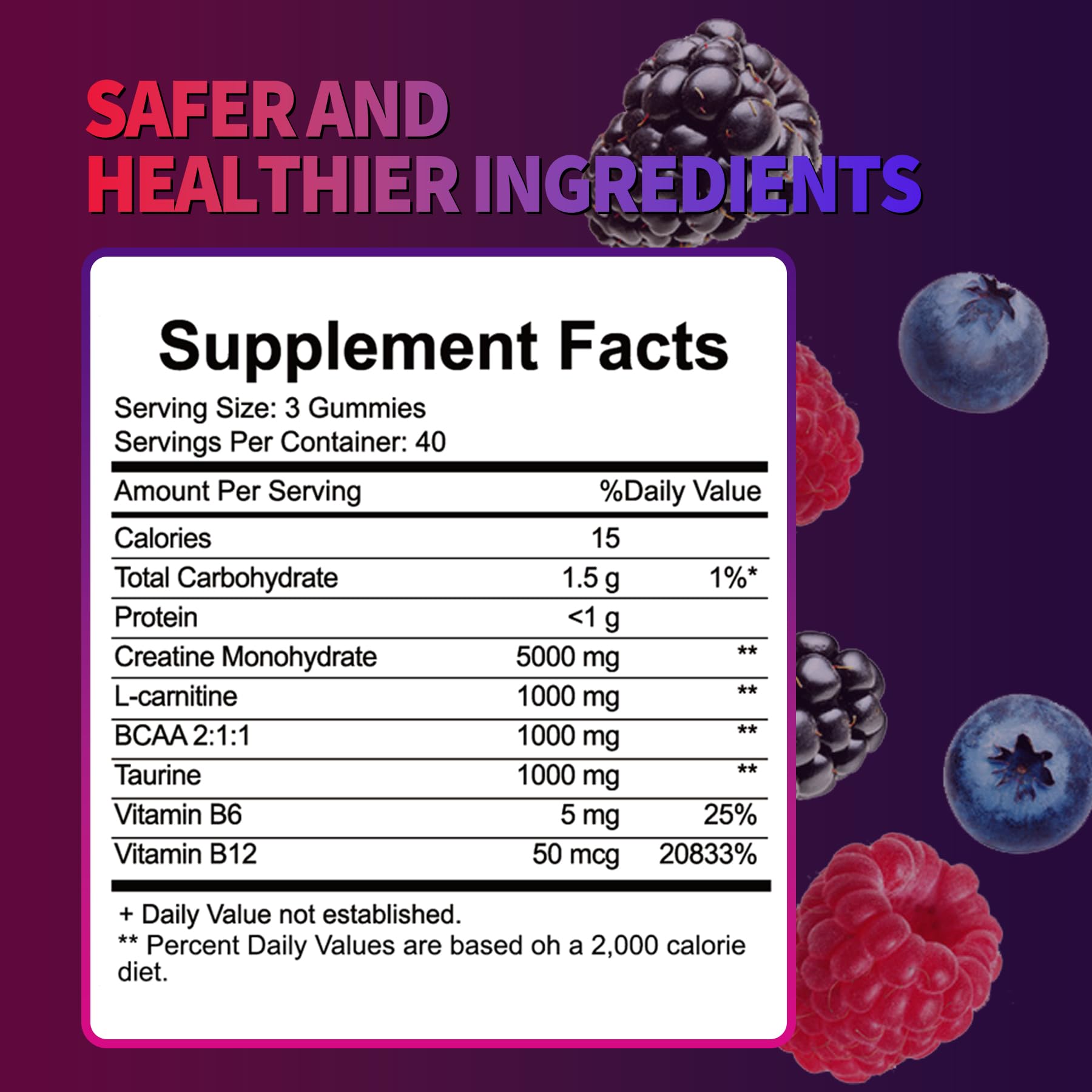 OUTELANDE Creatine Monohydrate Gummies non-GMO and gluten-free formula for clean supplementation.