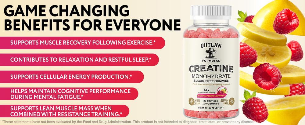 Outlaw Formulas Creatine Monohydrate Gummies in hand, ready for a workout.
