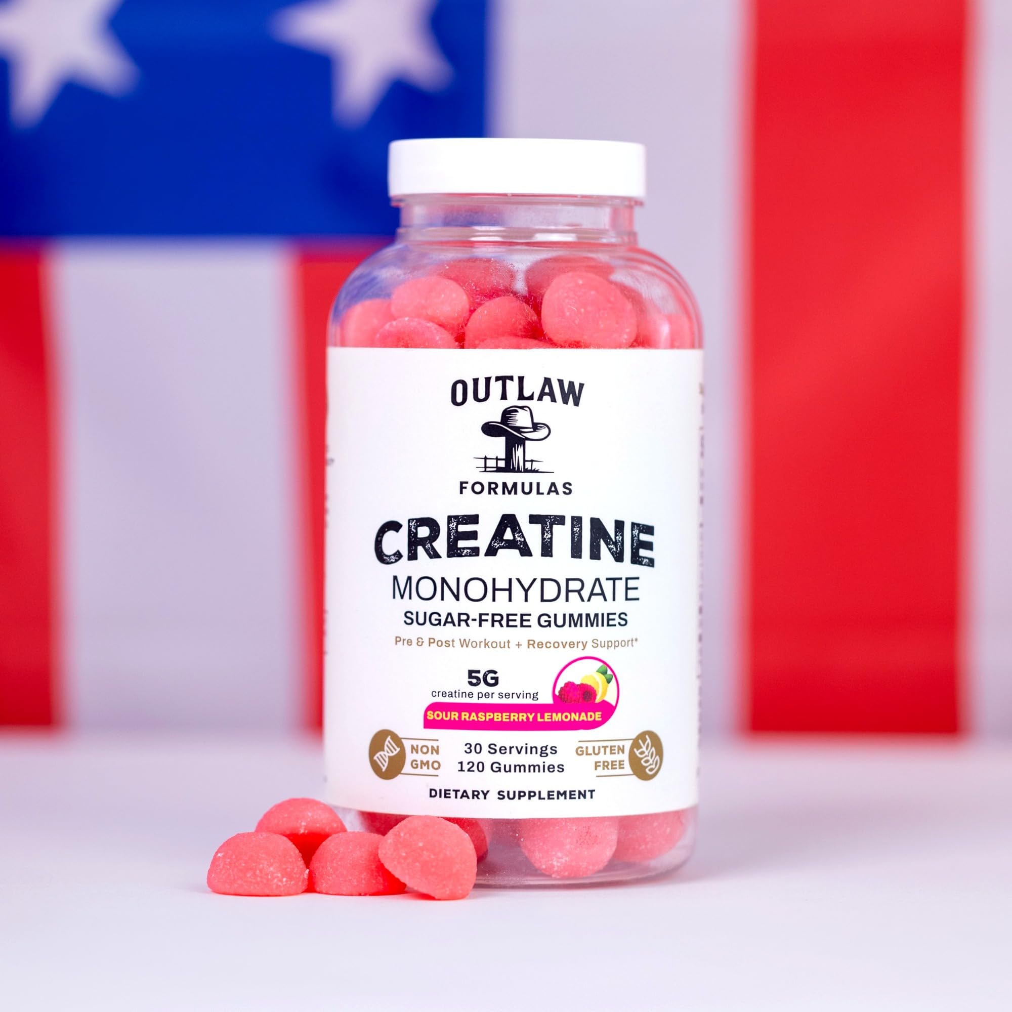 Label and third-party seal visible on Outlaw Formulas gummies.