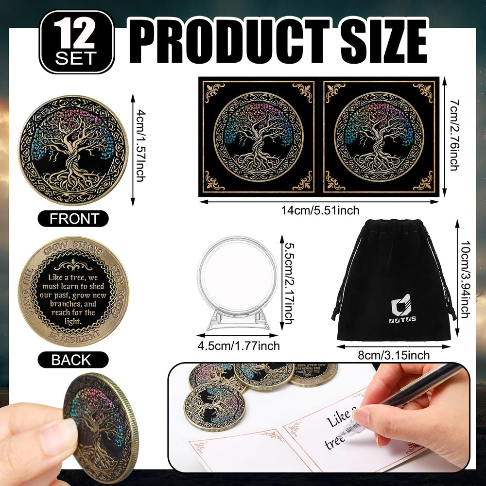 Outus acrylic display stand showcasing sobriety coins in a tidy setup.