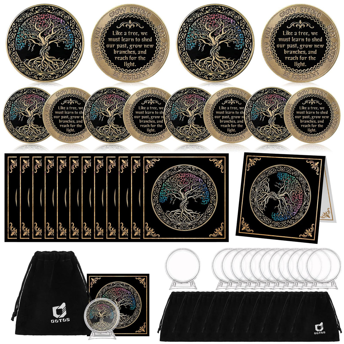 Outus affirmation coin 4cm displayed in its case for milestone reflection.