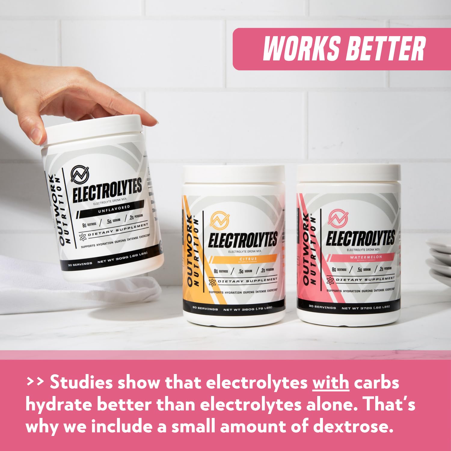 Outwork Nutrition Electrolytes Powder close-up texture ready to mix