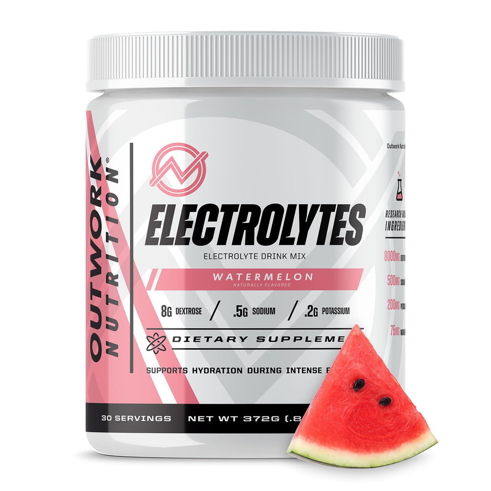 Outwork Nutrition Electrolytes Powder Watermelon bottle for hydrated workouts
