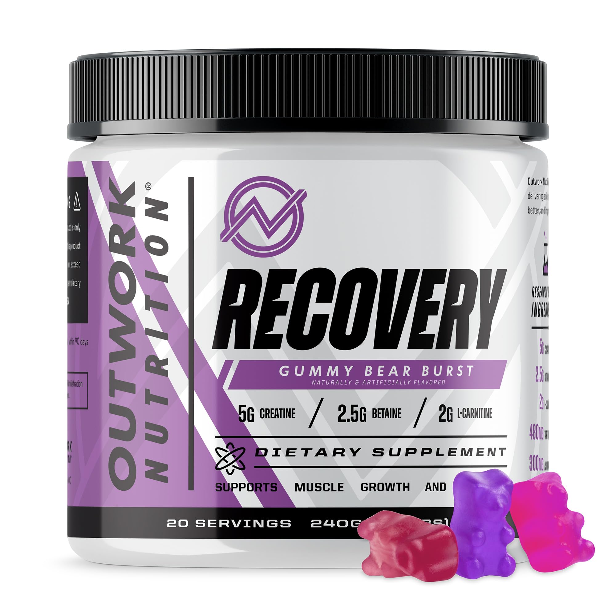 Outwork Nutrition post-workout recovery powder bottle supports muscle recovery after intense sessions.