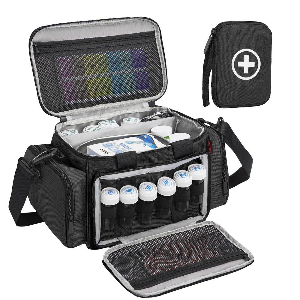 OUUTMEE medicine bag with large capacity and dividers for easy organization