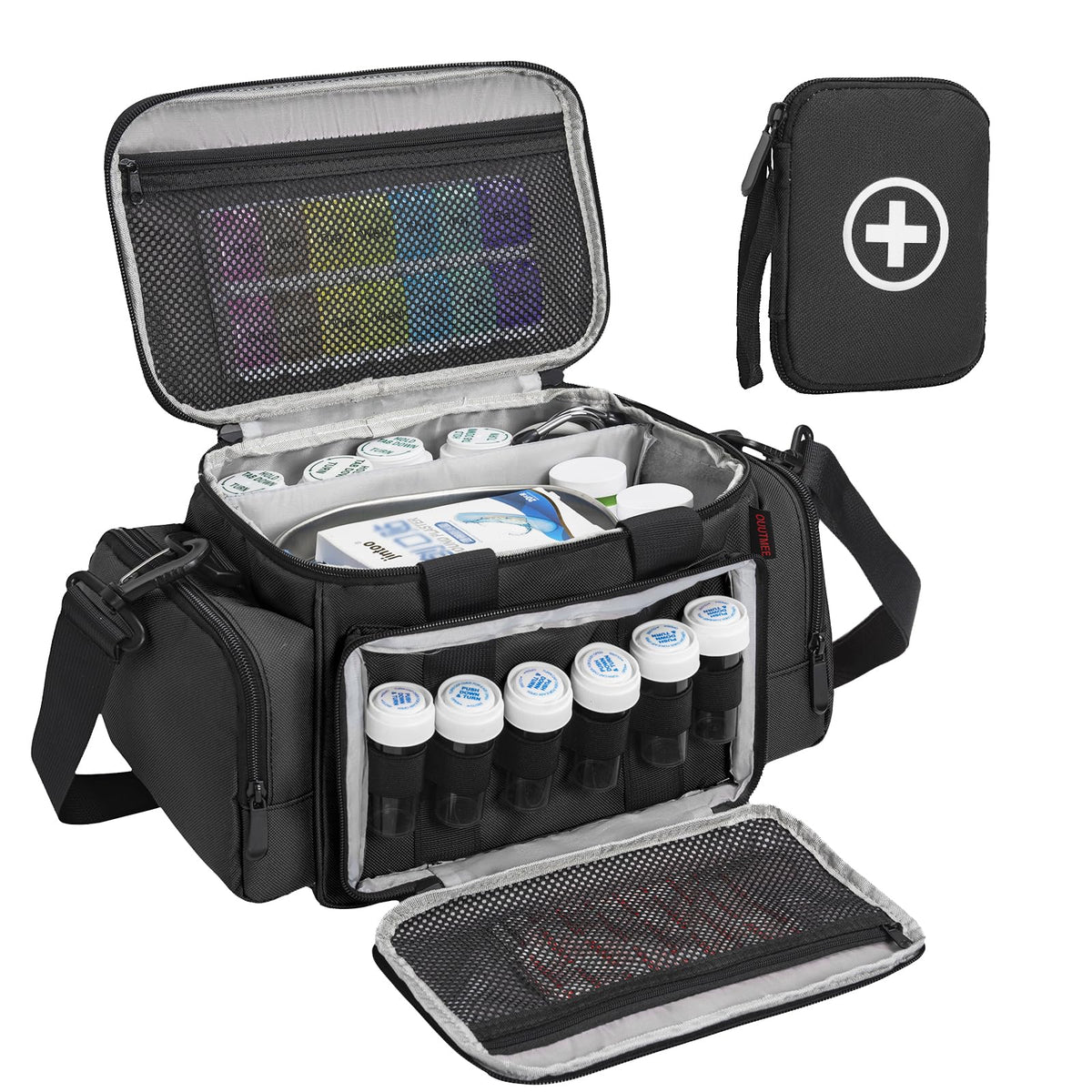 OUUTMEE medicine bag with large capacity and dividers for easy organization