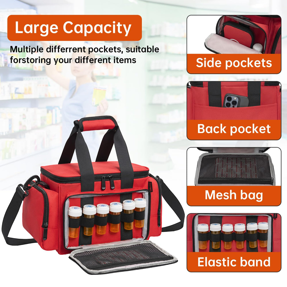 OUUTMEE medicine bag mesh pocket keeps small boxes neatly separated