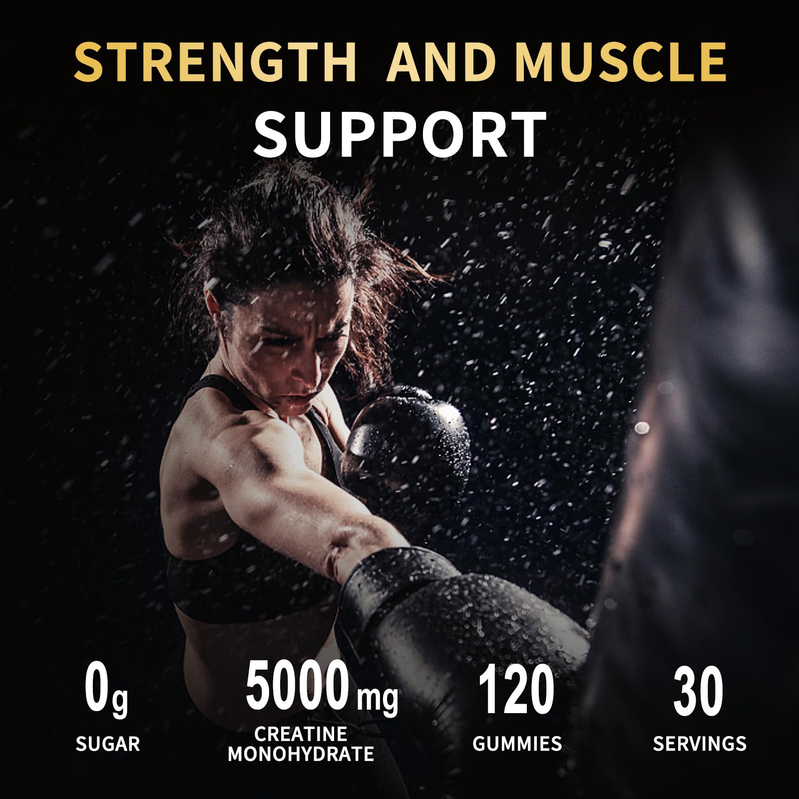 OUYIYUA Creatine Gummies label highlighting vegan and sugar free