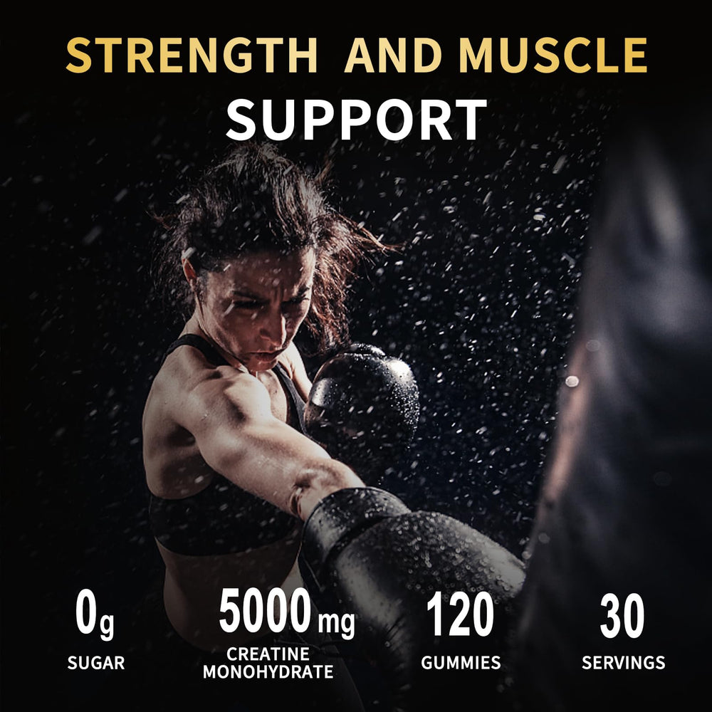 OUYIYUA Creatine Gummies label highlighting vegan and sugar free