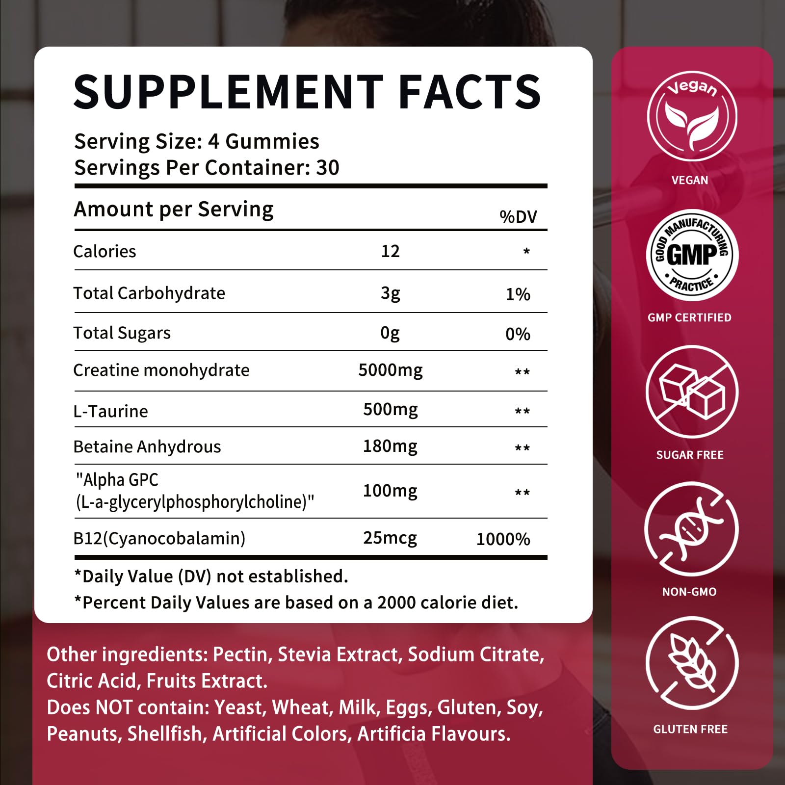 OUYIYUA Creatine Gummies mixed berry flavor shot visually appealing