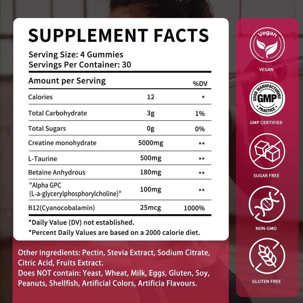 OUYIYUA Creatine Gummies mixed berry flavor shot visually appealing
