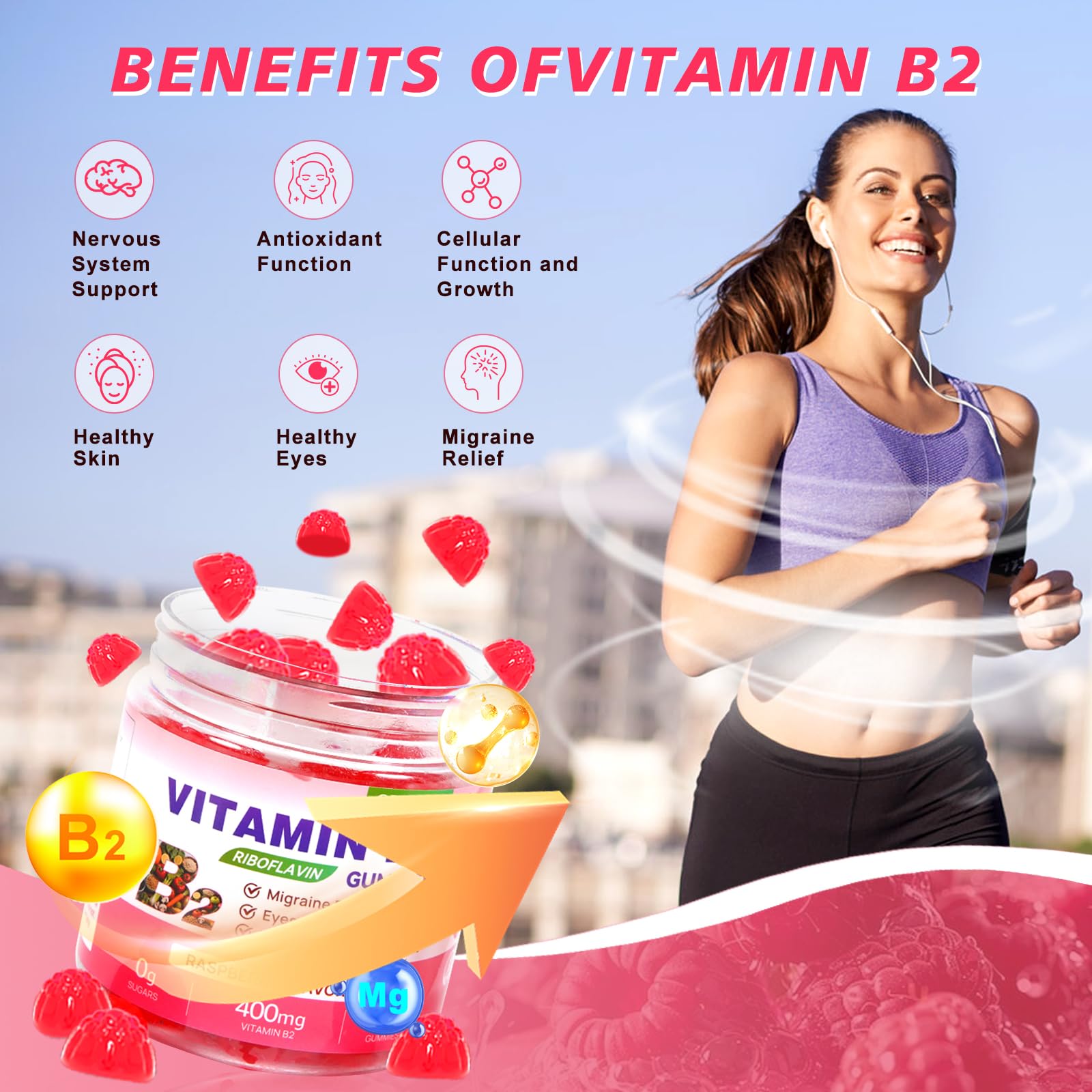 OUYIYUA Vitamin B2 Gummies suitable for kids and adults daily use
