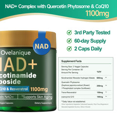 Ovelanique NAD+ capsules on white background for daily wellness