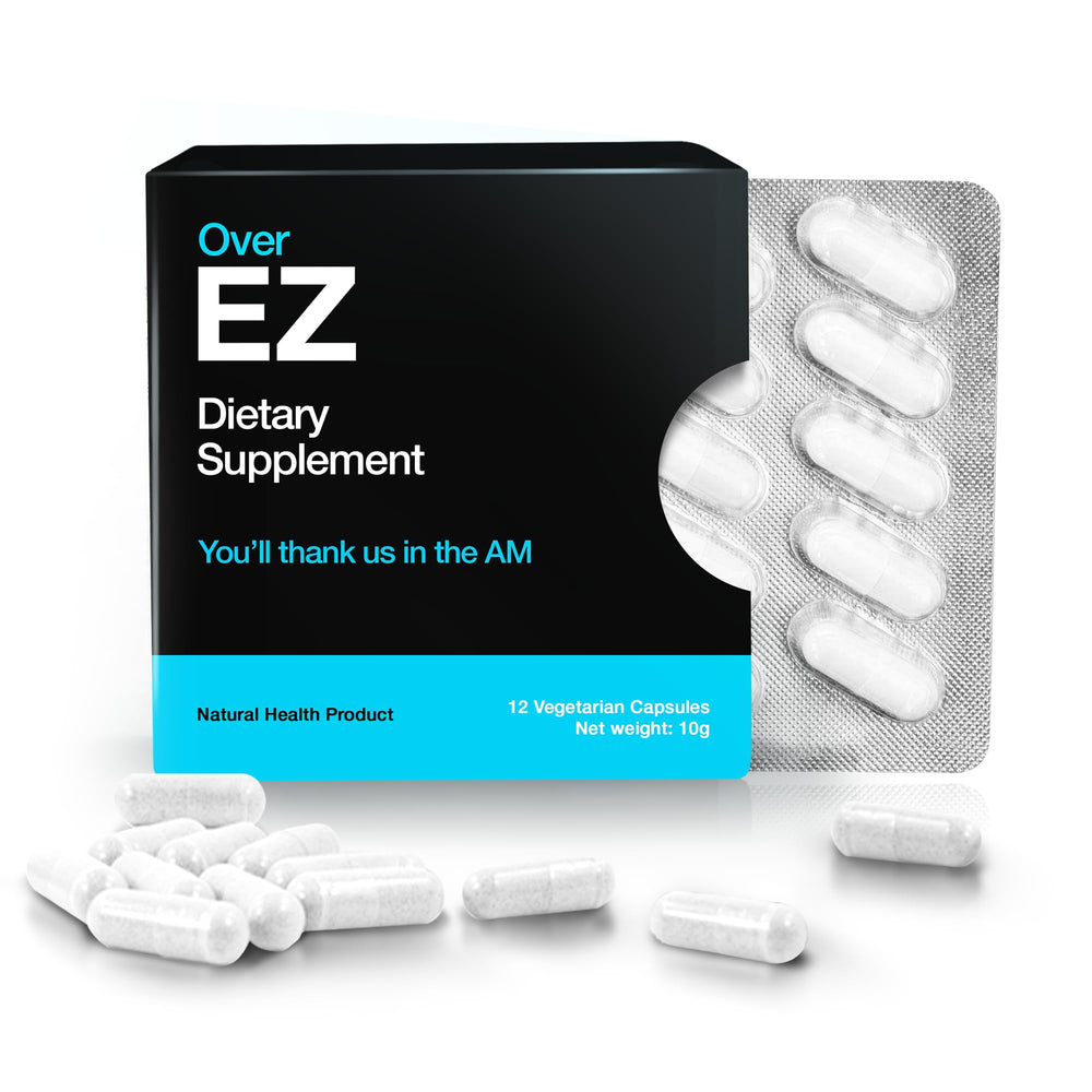 Over EZ pre-drink bottle front view shows smoother morning potential