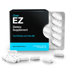 Over EZ pre-drink bottle front view shows smoother morning potential