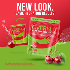 Overflo on-the-go packet in travel bag ready for hydration