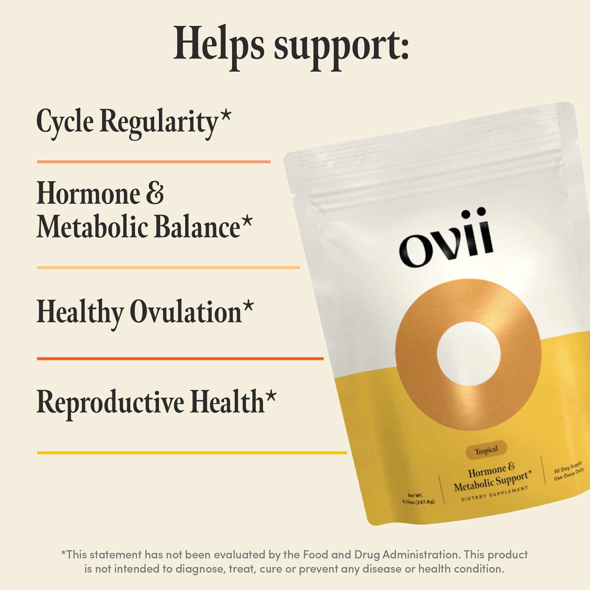 Scoop of Ovii Wellness illustrating easy daily use for routine balance.