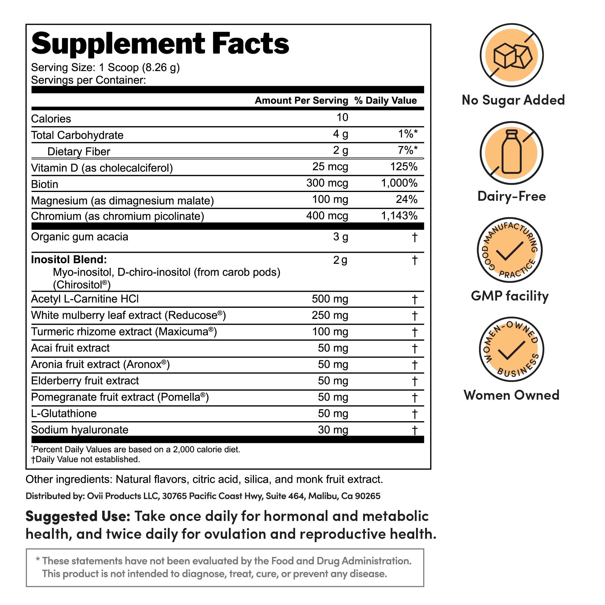 Reducose ingredient highlight in Ovii Wellness packaging for metabolic balance.