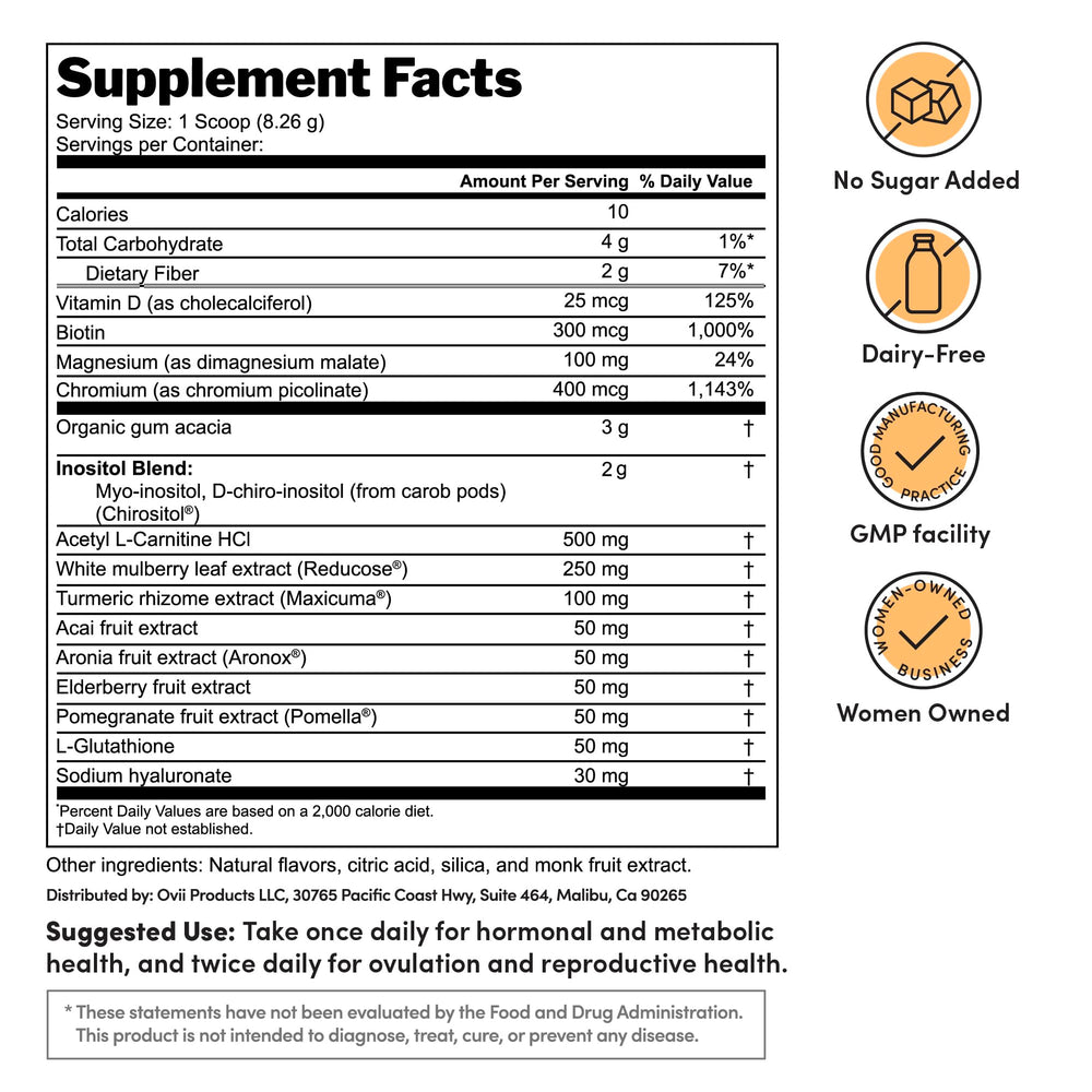 Reducose ingredient highlight in Ovii Wellness packaging for metabolic balance.