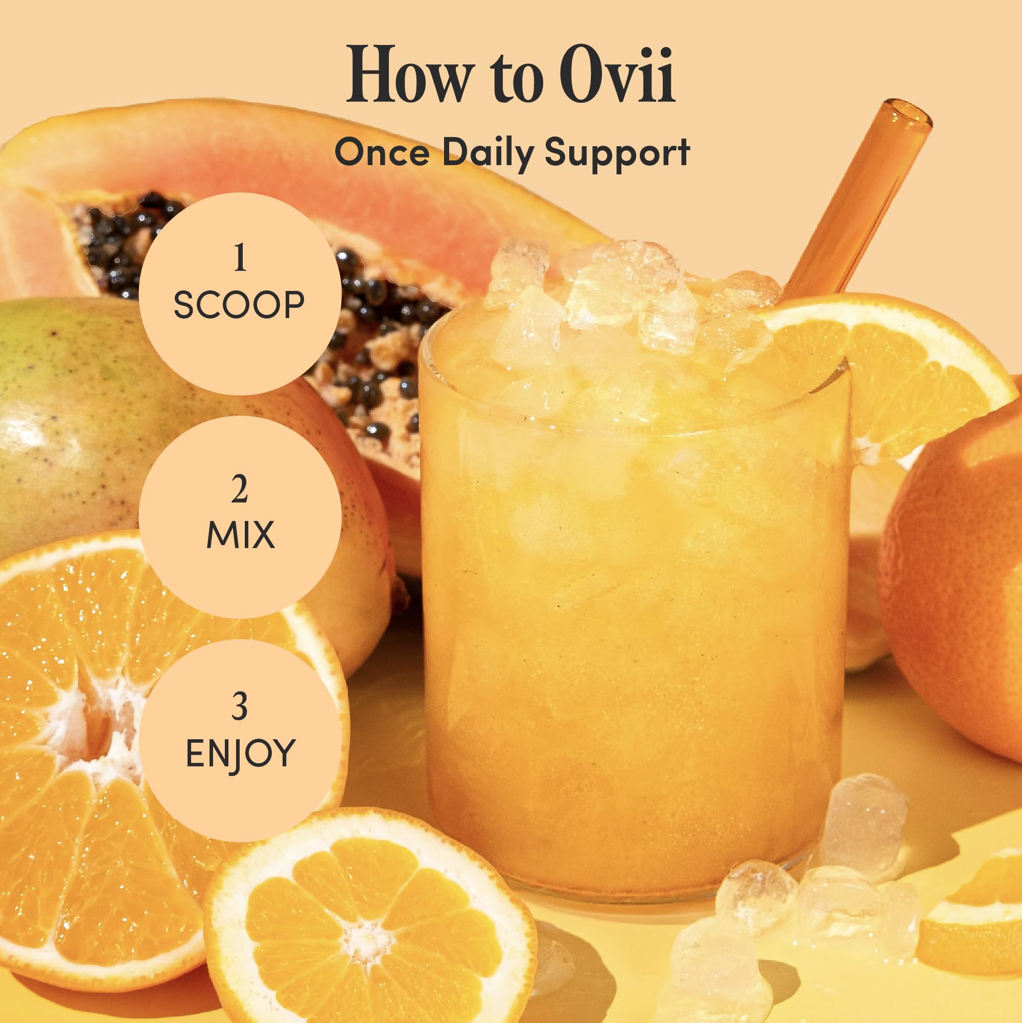 Vitamin D and Biotin in Ovii Wellness shown for hair, skin, nails support.