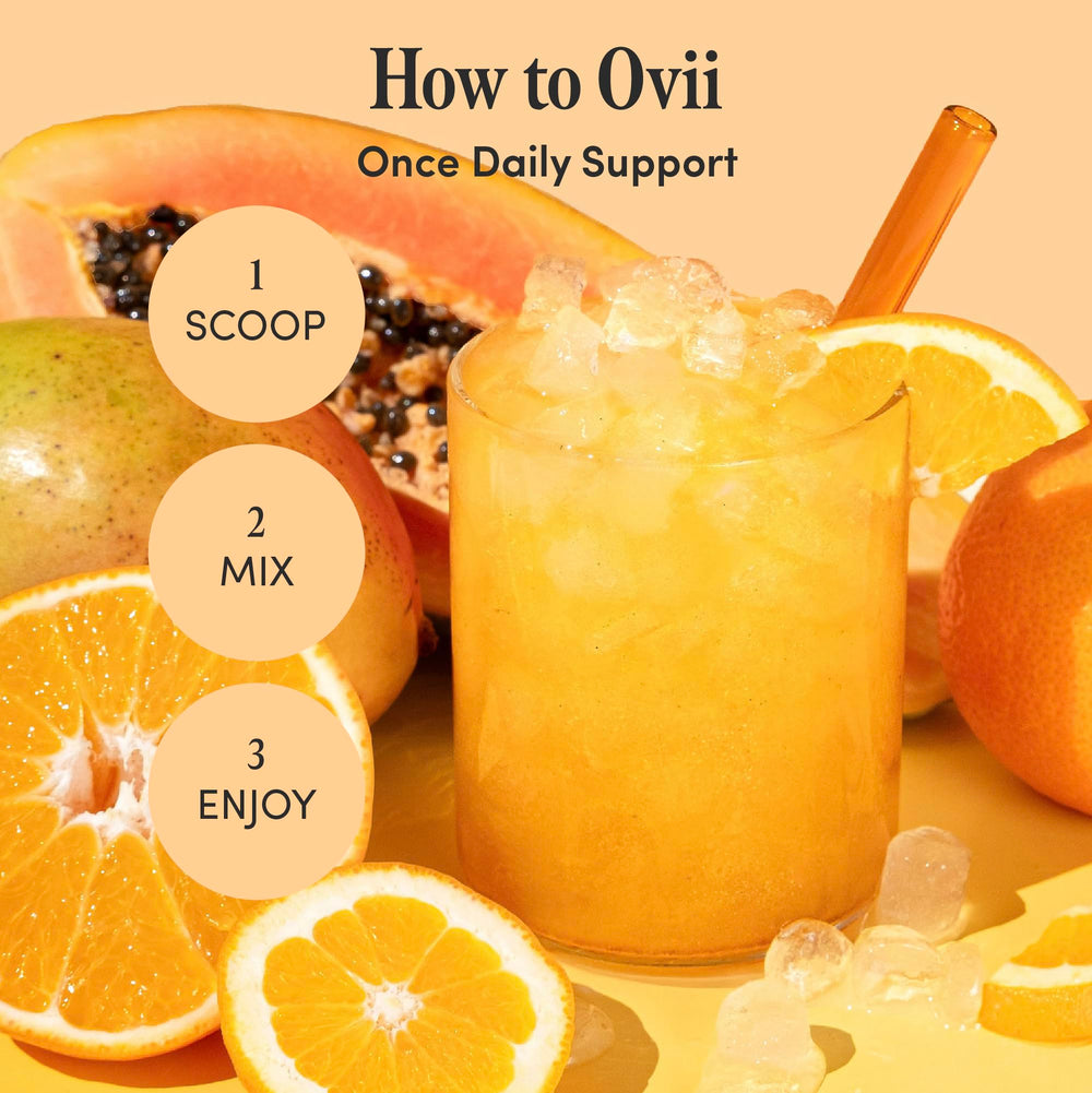 Vitamin D and Biotin in Ovii Wellness shown for hair, skin, nails support.