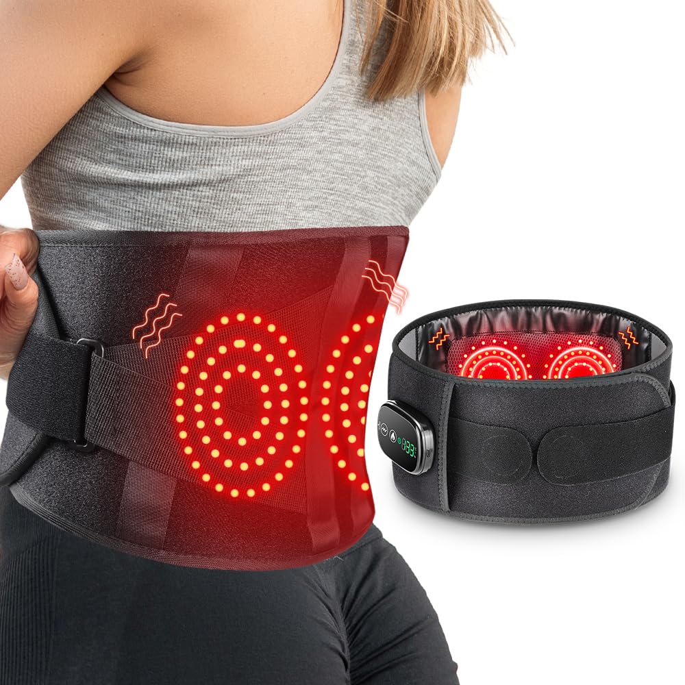 OVIMAZ Red Light Therapy Belt front view showing cordless warmth and massage