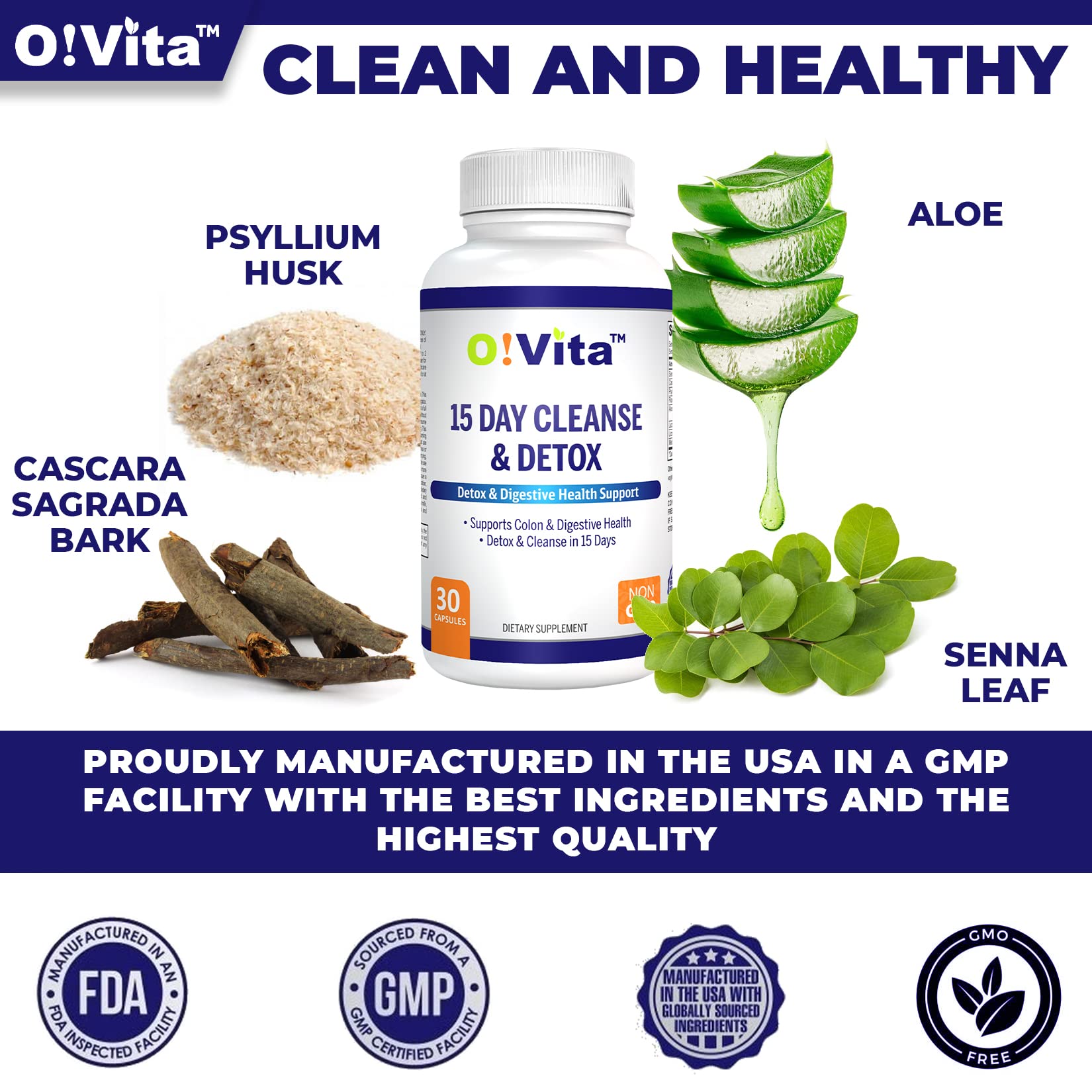 O!VITA 15-Day Cleanse capsules arranged to emphasize daily dosage.