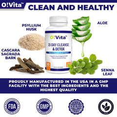 O!VITA 15-Day Cleanse capsules arranged to emphasize daily dosage.