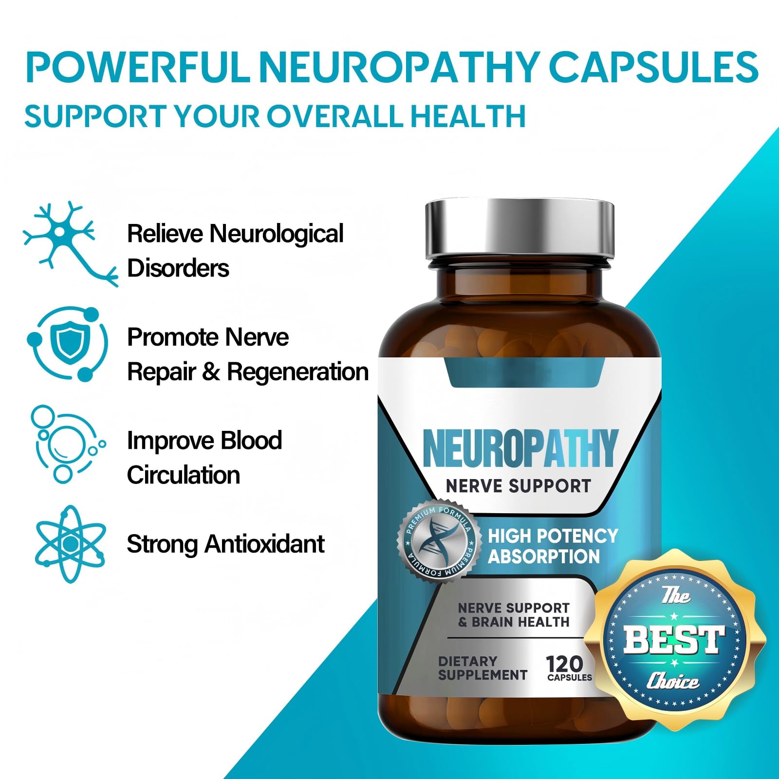 Owe Uself Nerve Savior bottle with dosage guide for two-capsule daily routine.