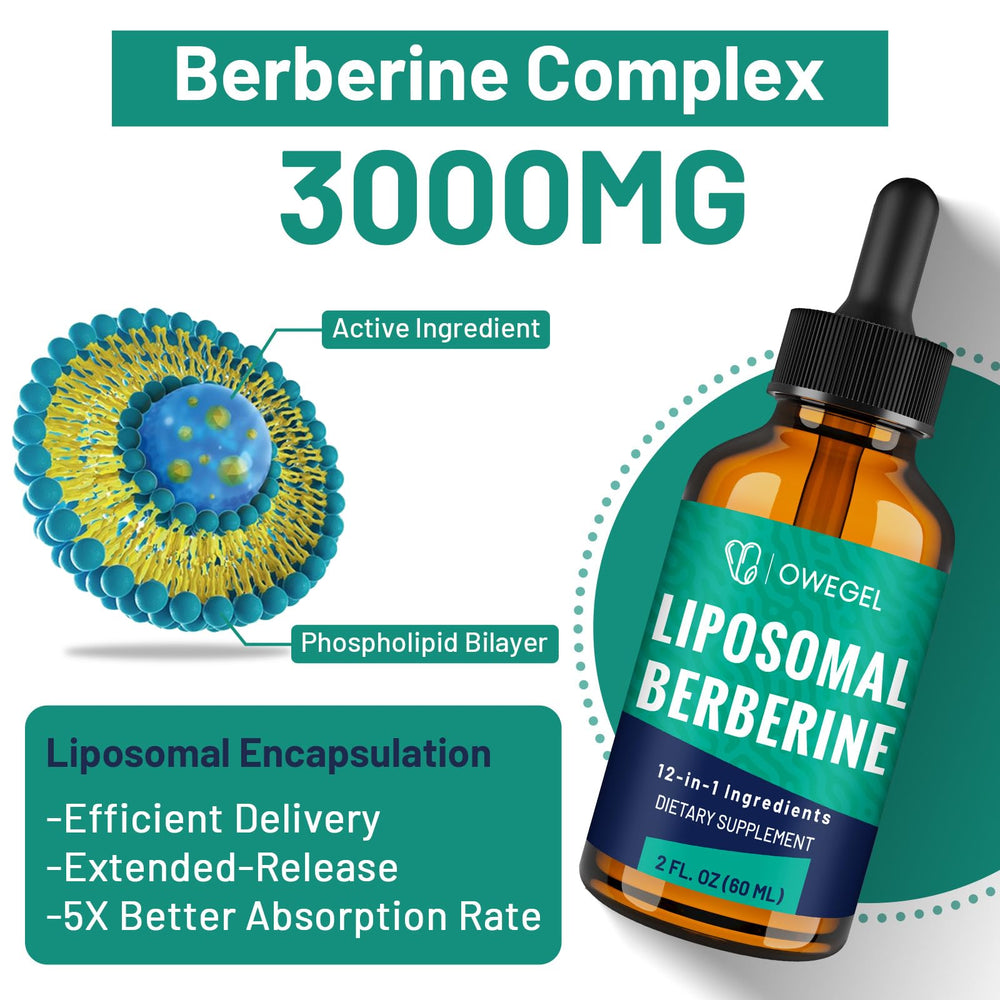 owegel berberine hcl liquid drops closeup label liposomal technology visual cue