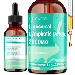 Owegel Liposomal Lymphatic Drainage Drops bottle on display, suggesting portable immune-support potential.