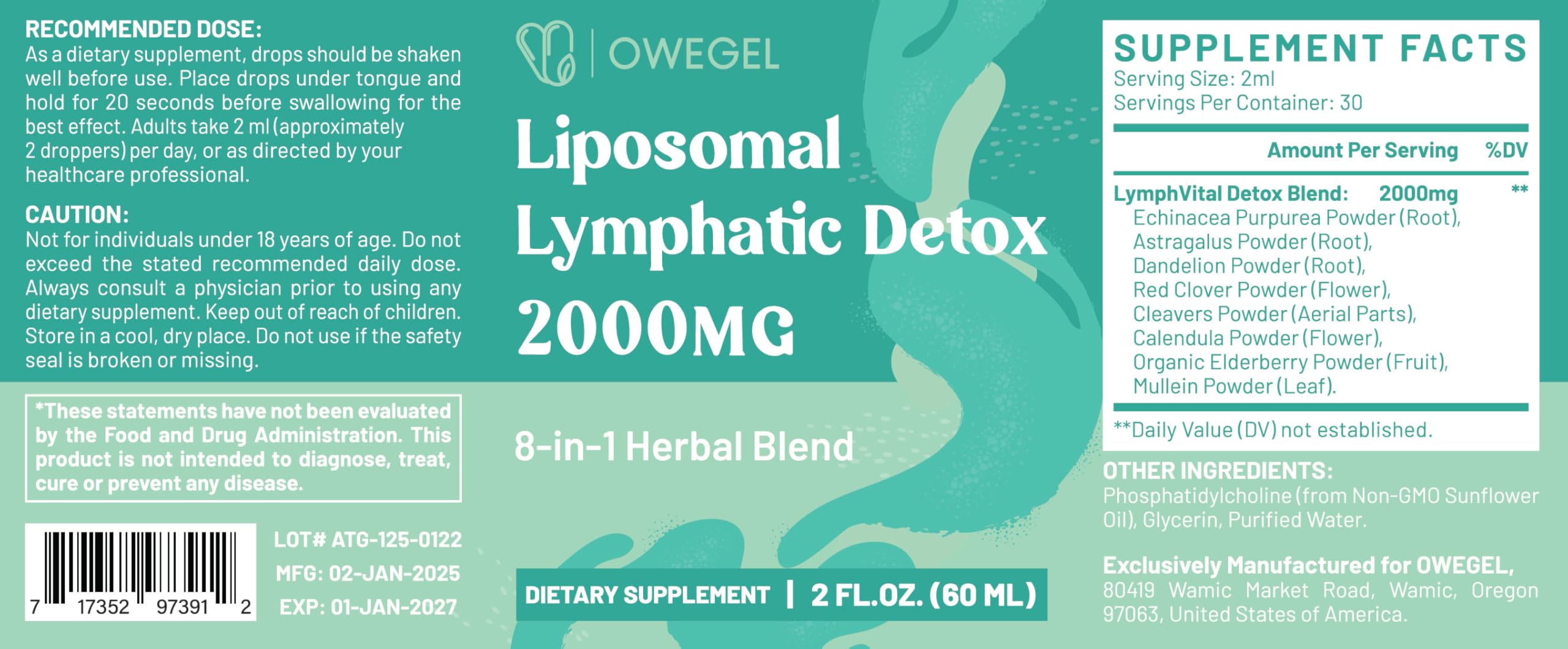 Owegel Lymphatic Support daily-use setup hints at potential wellbeing benefits.