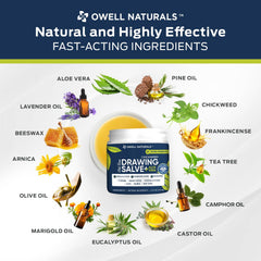 OWELL NATURALS Chickweed Drawing Salve calms skin irritations with natural healing oils.