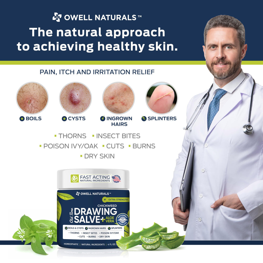 OWELL NATURALS Chickweed Drawing Salve soothes splinters for comfortable removal.