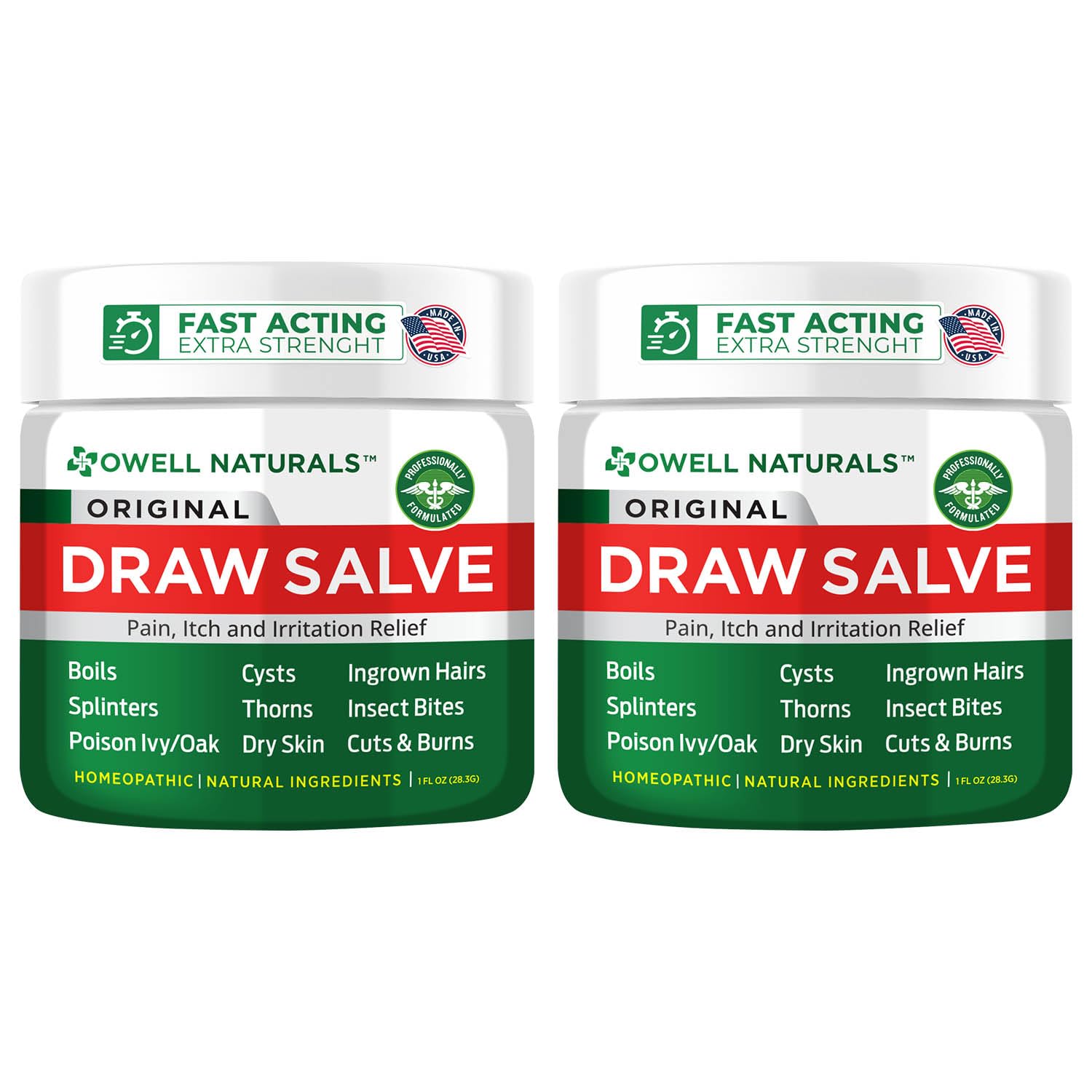 OWELL NATURALS drawing salve 2oz pack highlights a natural formula for skin comfort.