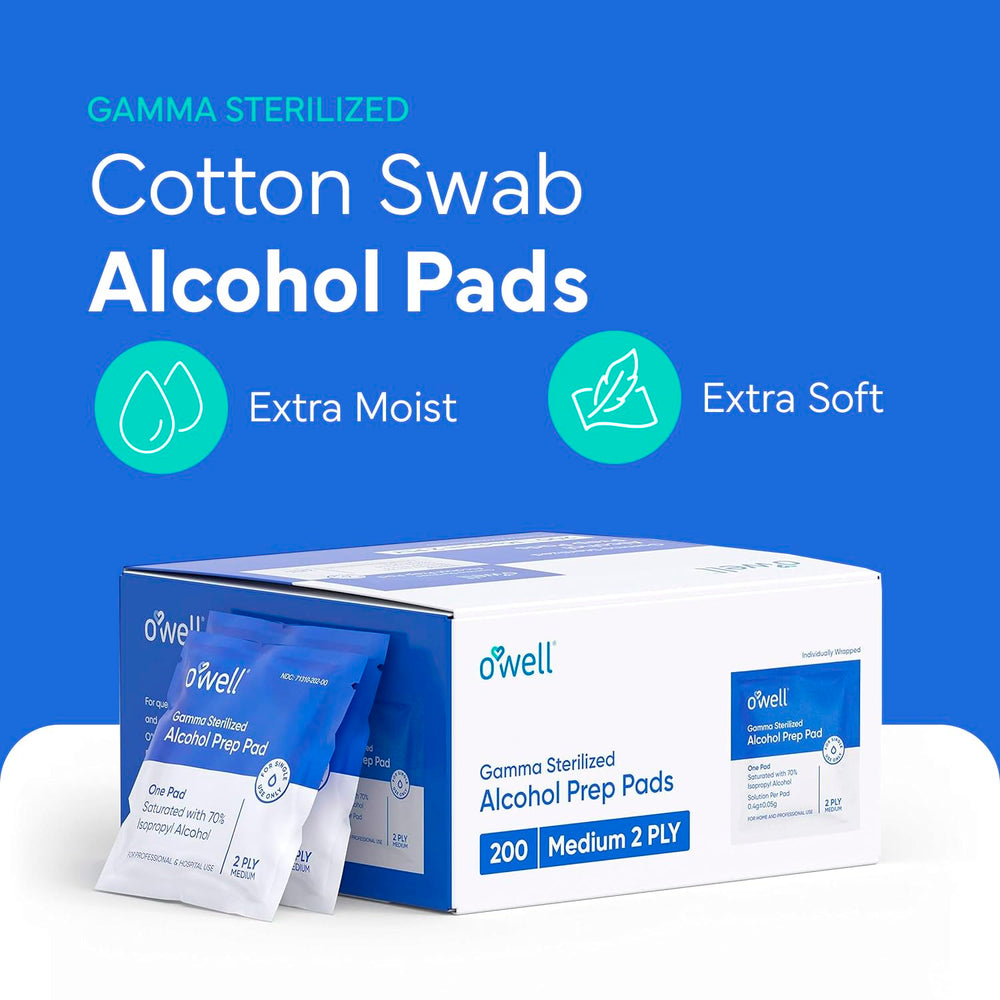 Close-up of OWELL Prep Pads 2-ply texture, sturdy and absorbent for cleaning.