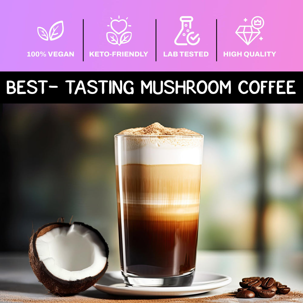 OWL RYZE Mushroom Coffee Focus pouring into a mug for a creamy, smooth experience.